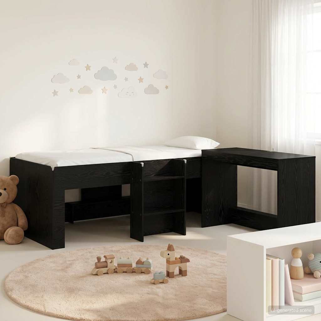 Struttura del Letto con Scrivania 2 pz Rovere Nero | homemem39