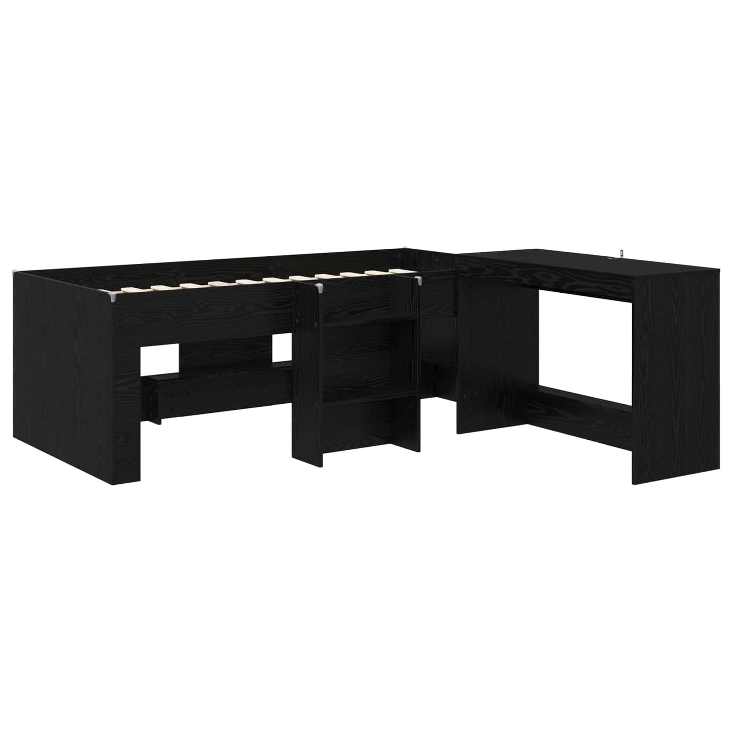 Struttura del Letto con Scrivania 2 pz Rovere Nero | homemem39