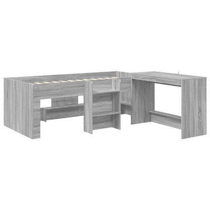 Struttura del Letto con Scrivania 2 pz Sonoma grigio | homemem39