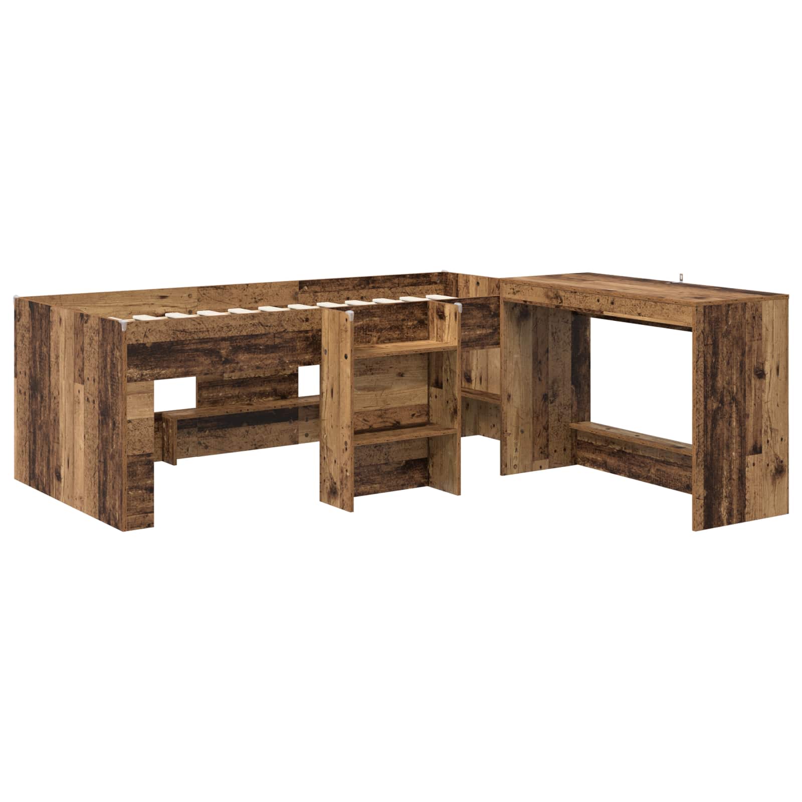 Struttura del Letto con Scrivania 2 pz Legno antico | homemem39