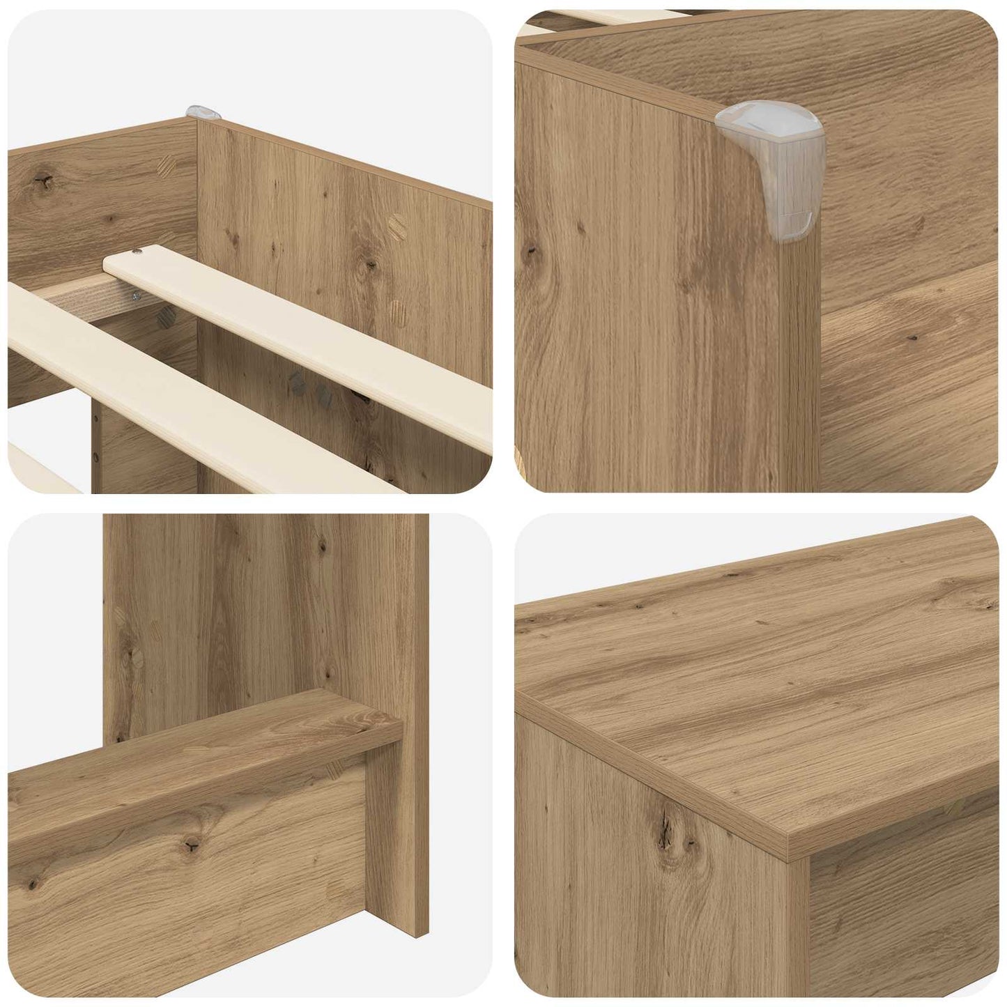 Struttura del Letto con Scrivania 2 pz Rovere Artigianale | homemem39