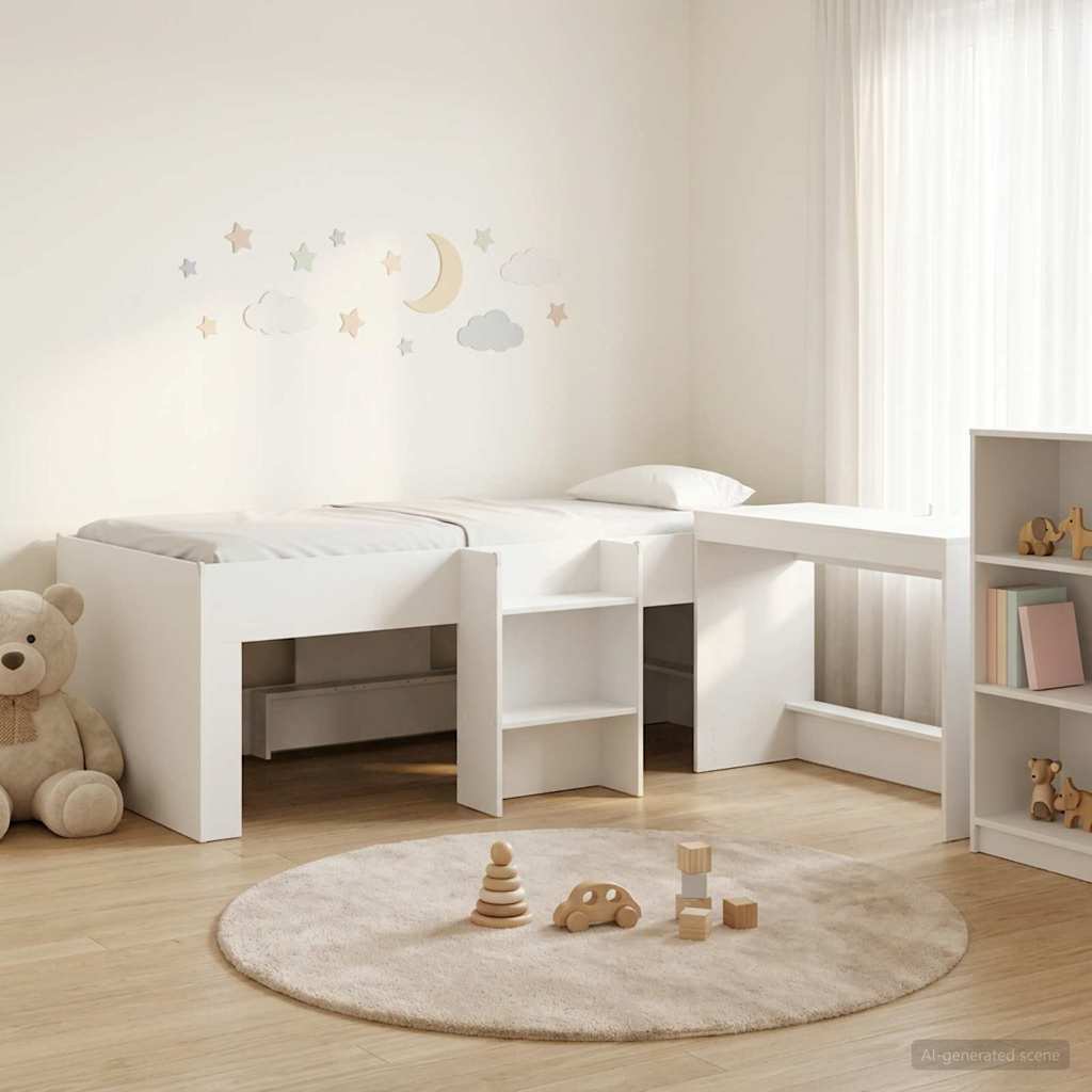 Letto alto per bambini con scrivania 2 pz Bianco | homemem39