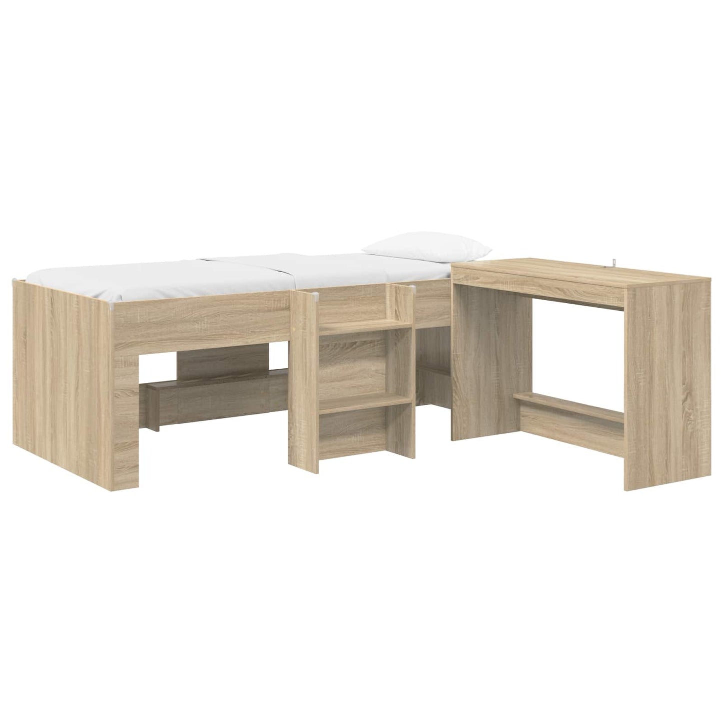 Letto alto per bambini con scrivania 2 pz Rovere Sonoma | homemem39