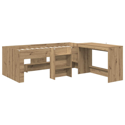 Letto alto per bambini con scrivania 2 pz Rovere Artigianale | homemem39