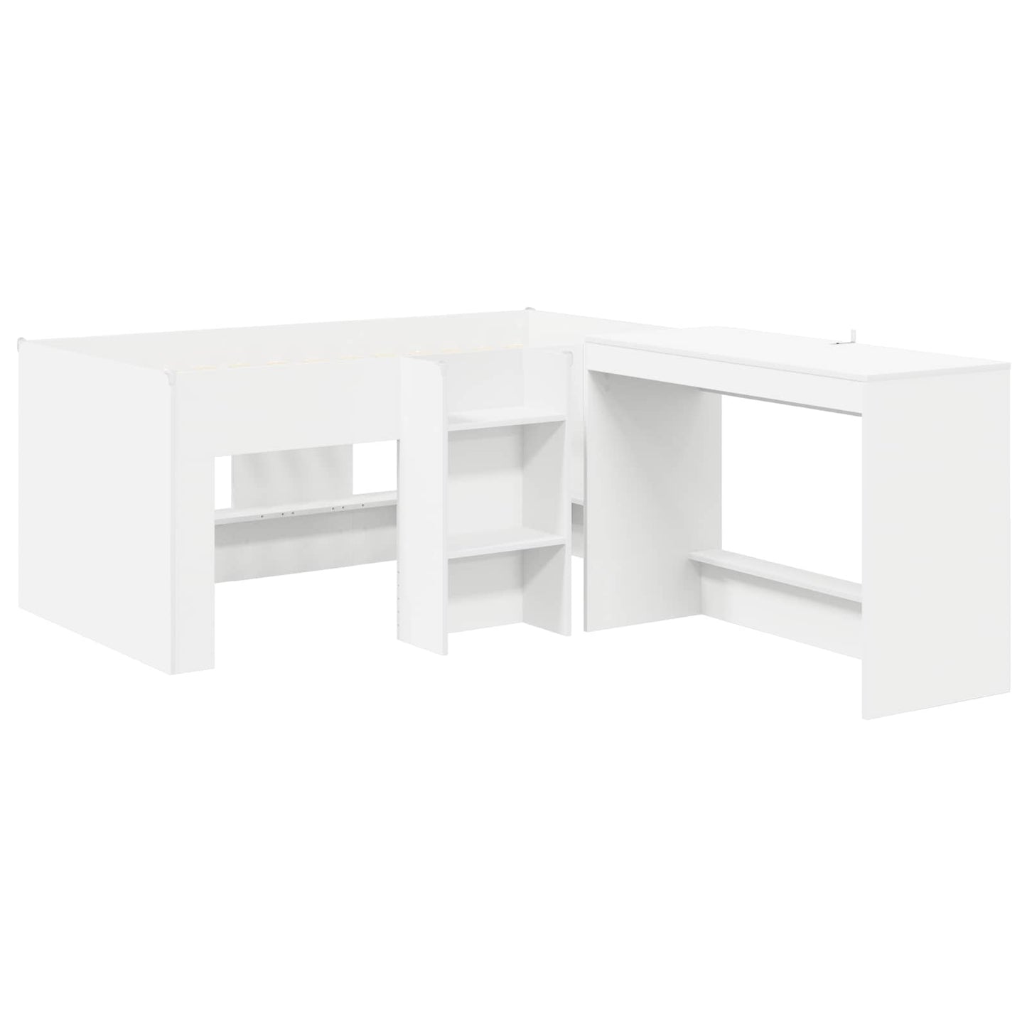 Letto alto per bambini con scrivania 2 pz Bianco | homemem39