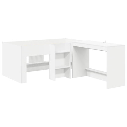 Letto alto per bambini con scrivania 2 pz Bianco | homemem39