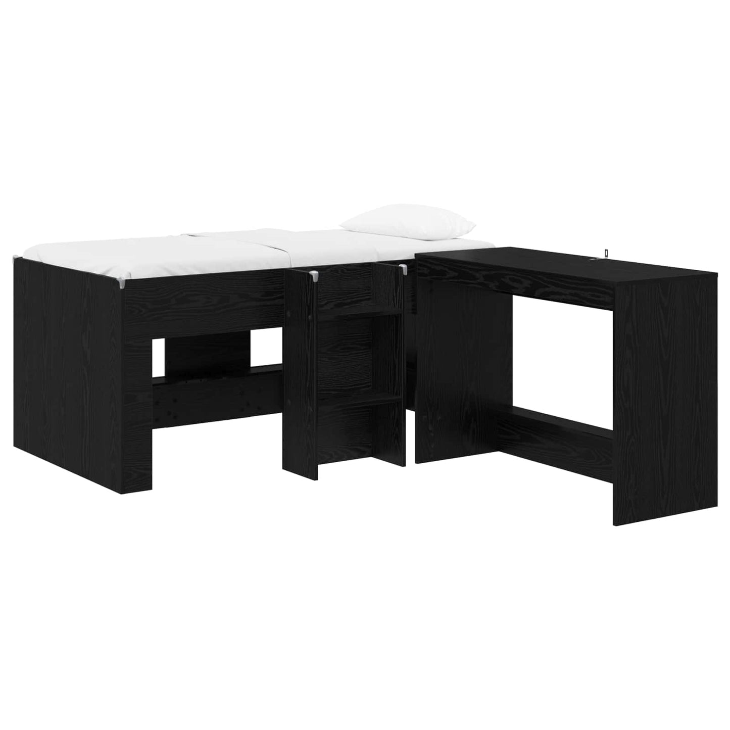 Letto alto per bambini con scrivania 2 pz Rovere Nero | homemem39