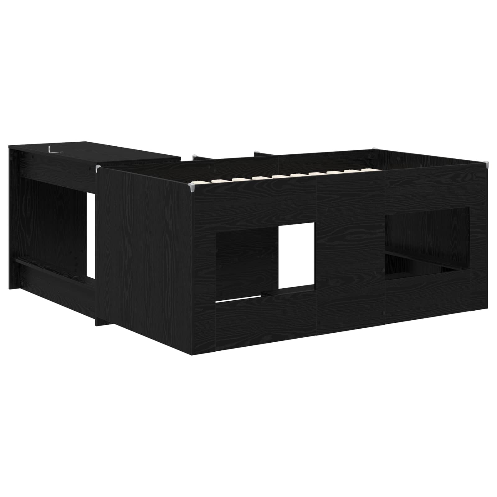 Letto alto per bambini con scrivania 2 pz Rovere Nero | homemem39