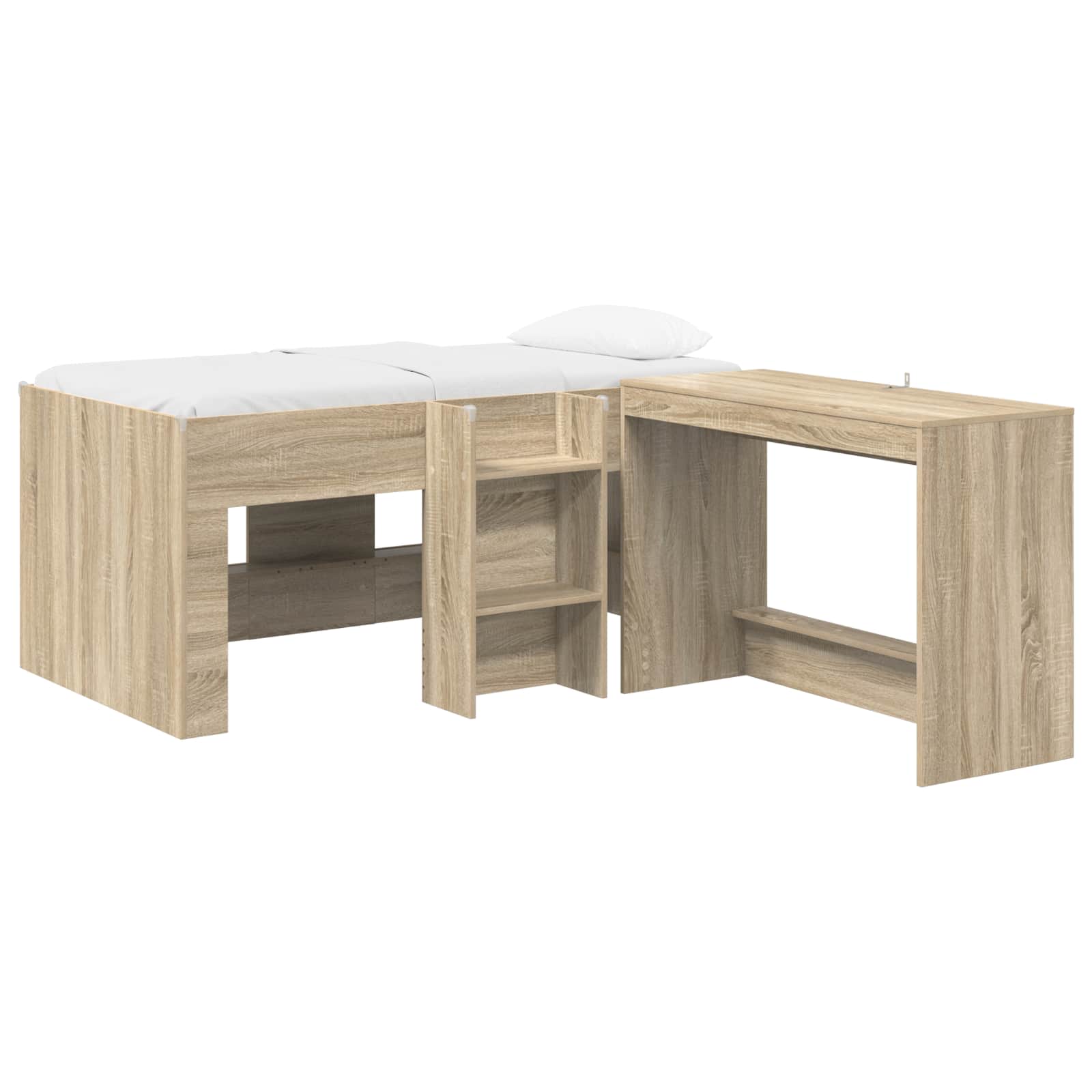 Letto alto per bambini con scrivania 2 pz Rovere Sonoma | homemem39