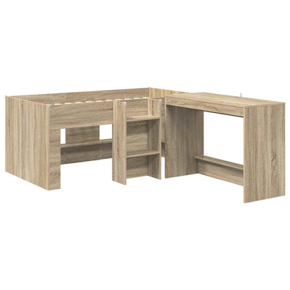Letto alto per bambini con scrivania 2 pz Rovere Sonoma | homemem39