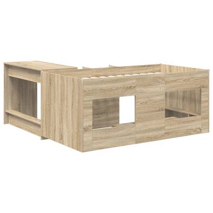 Letto alto per bambini con scrivania 2 pz Rovere Sonoma | homemem39