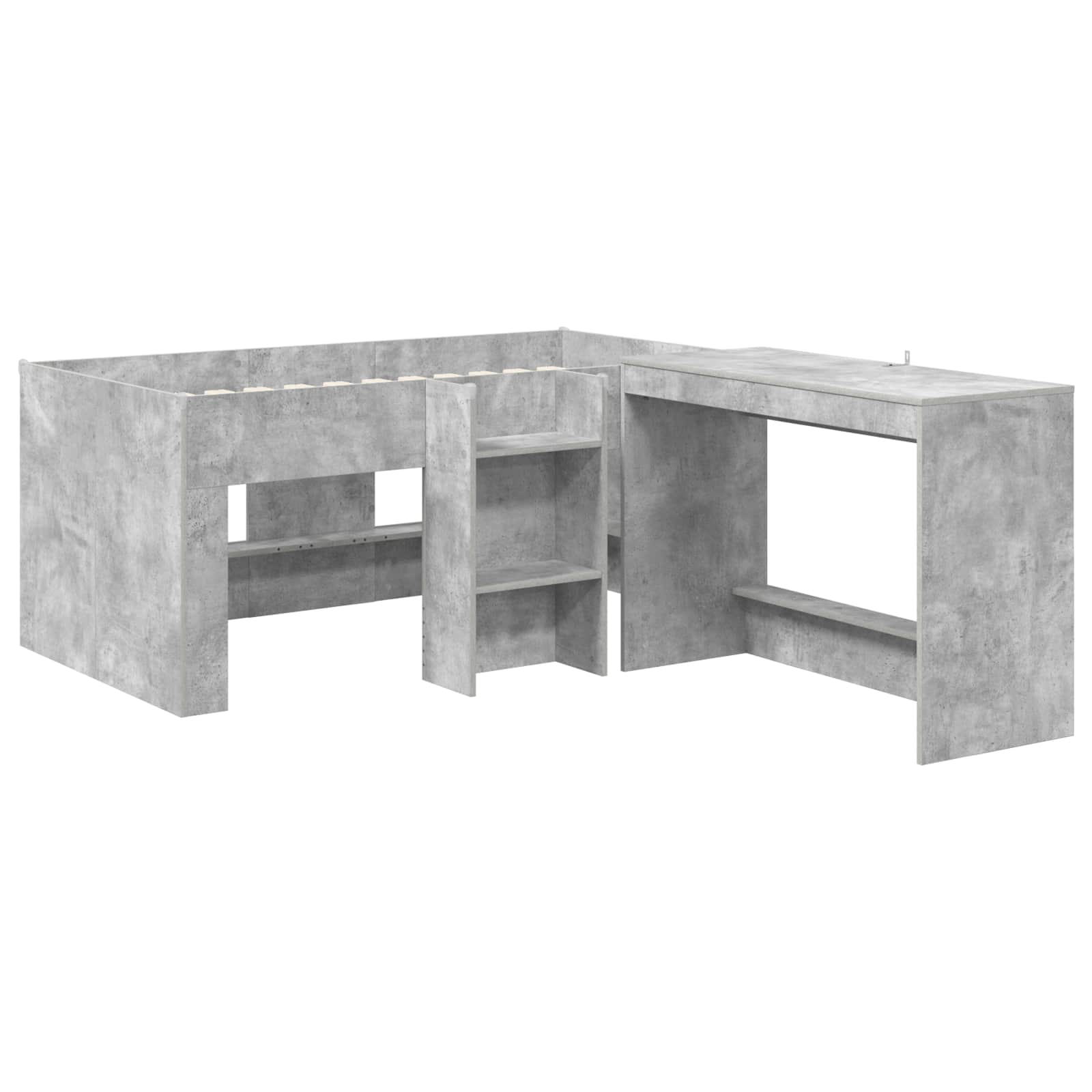 Letto alto per bambini con scrivania 2 pz Grigio Cemento | homemem39