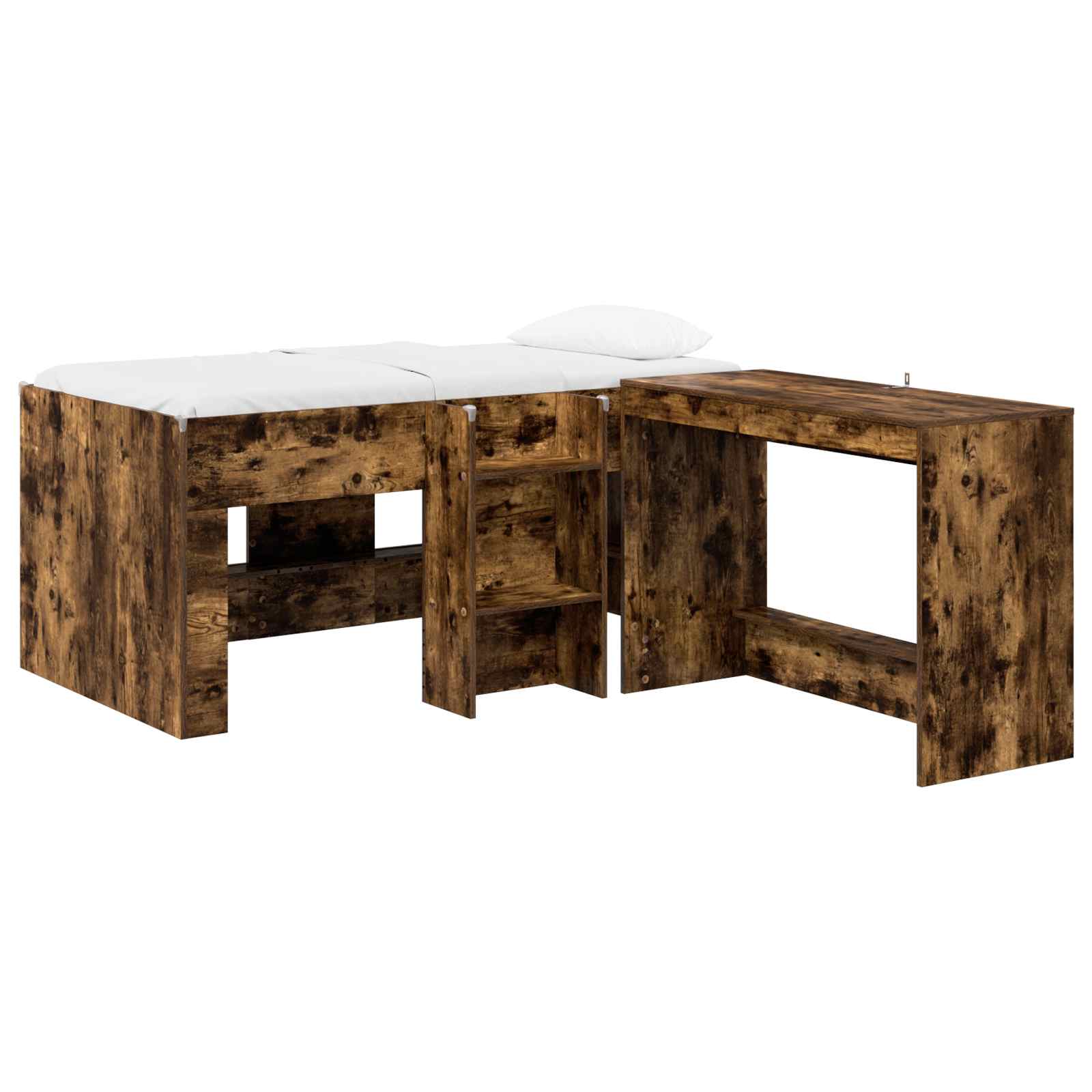 Letto alto per bambini con scrivania 2 pz Rovere Fumo | homemem39