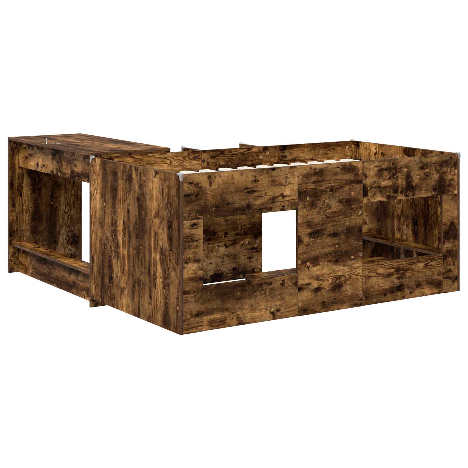 Letto alto per bambini con scrivania 2 pz Rovere Fumo | homemem39