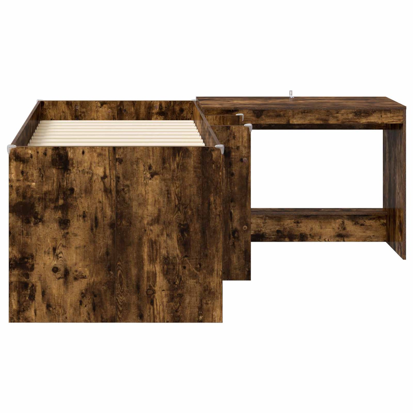 Letto alto per bambini con scrivania 2 pz Rovere Fumo | homemem39