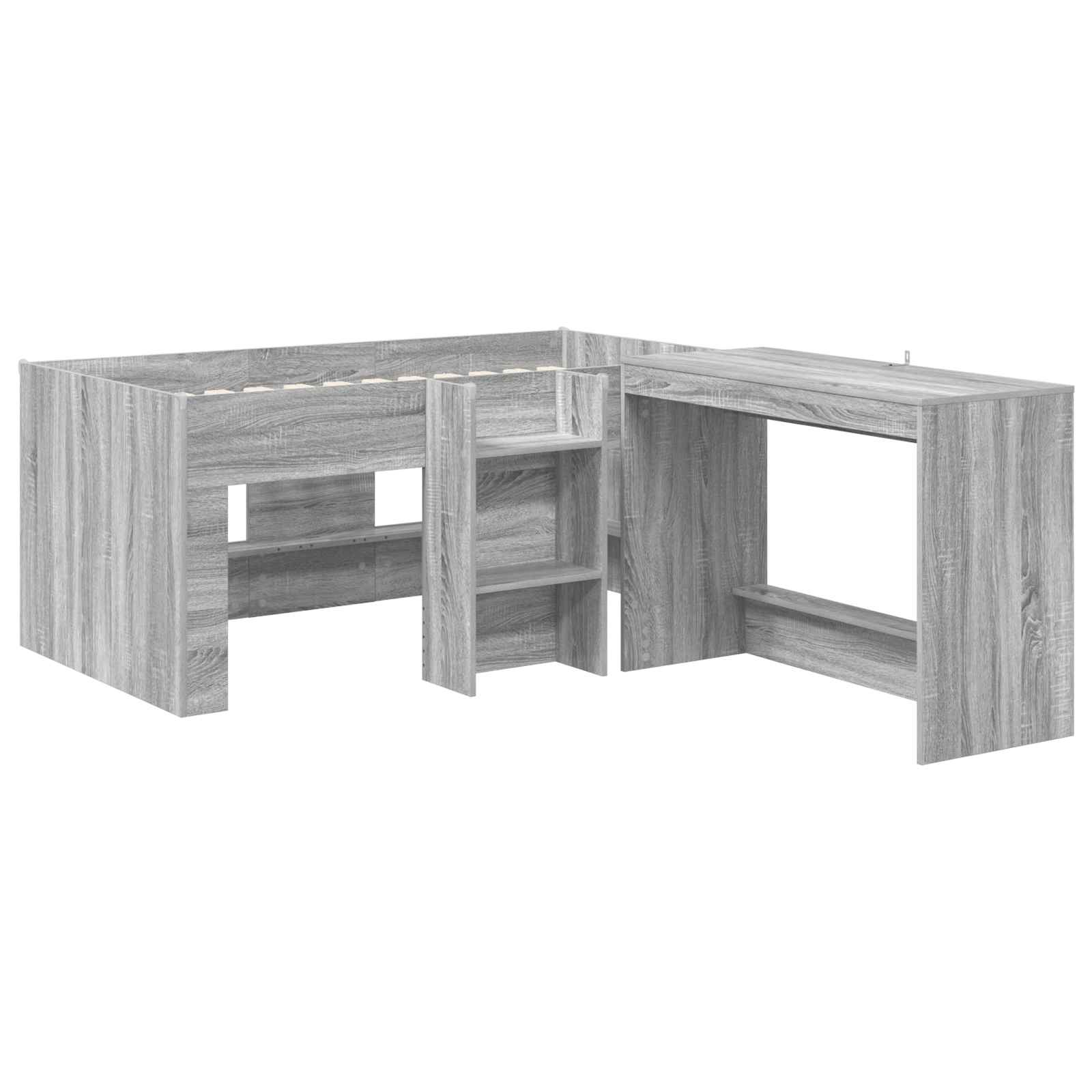 Letto alto per bambini con scrivania 2 pz Sonoma grigio | homemem39