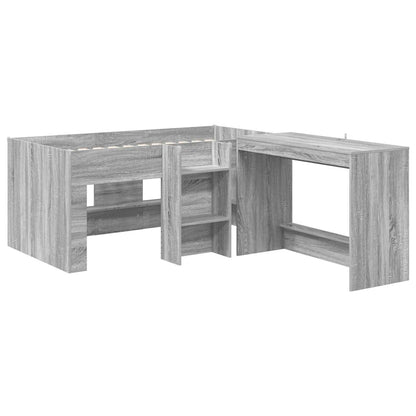 Letto alto per bambini con scrivania 2 pz Sonoma grigio | homemem39