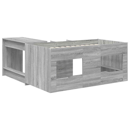 Letto alto per bambini con scrivania 2 pz Sonoma grigio | homemem39