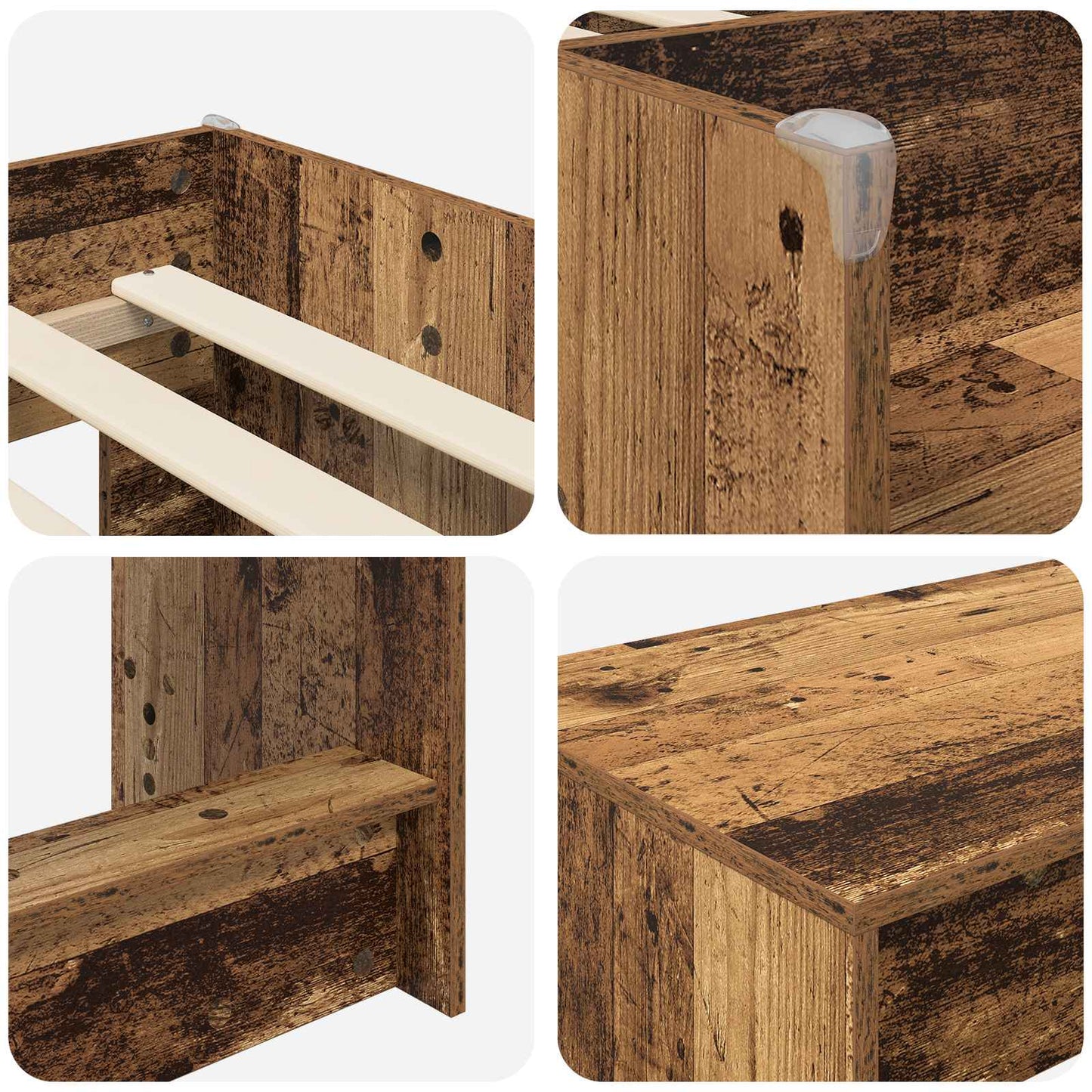 Letto alto per bambini con scrivania 2 pz Legno antico | homemem39