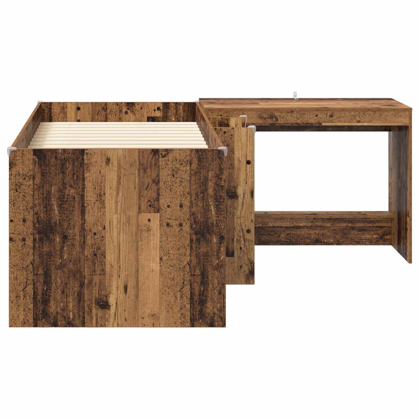 Letto alto per bambini con scrivania 2 pz Legno antico | homemem39