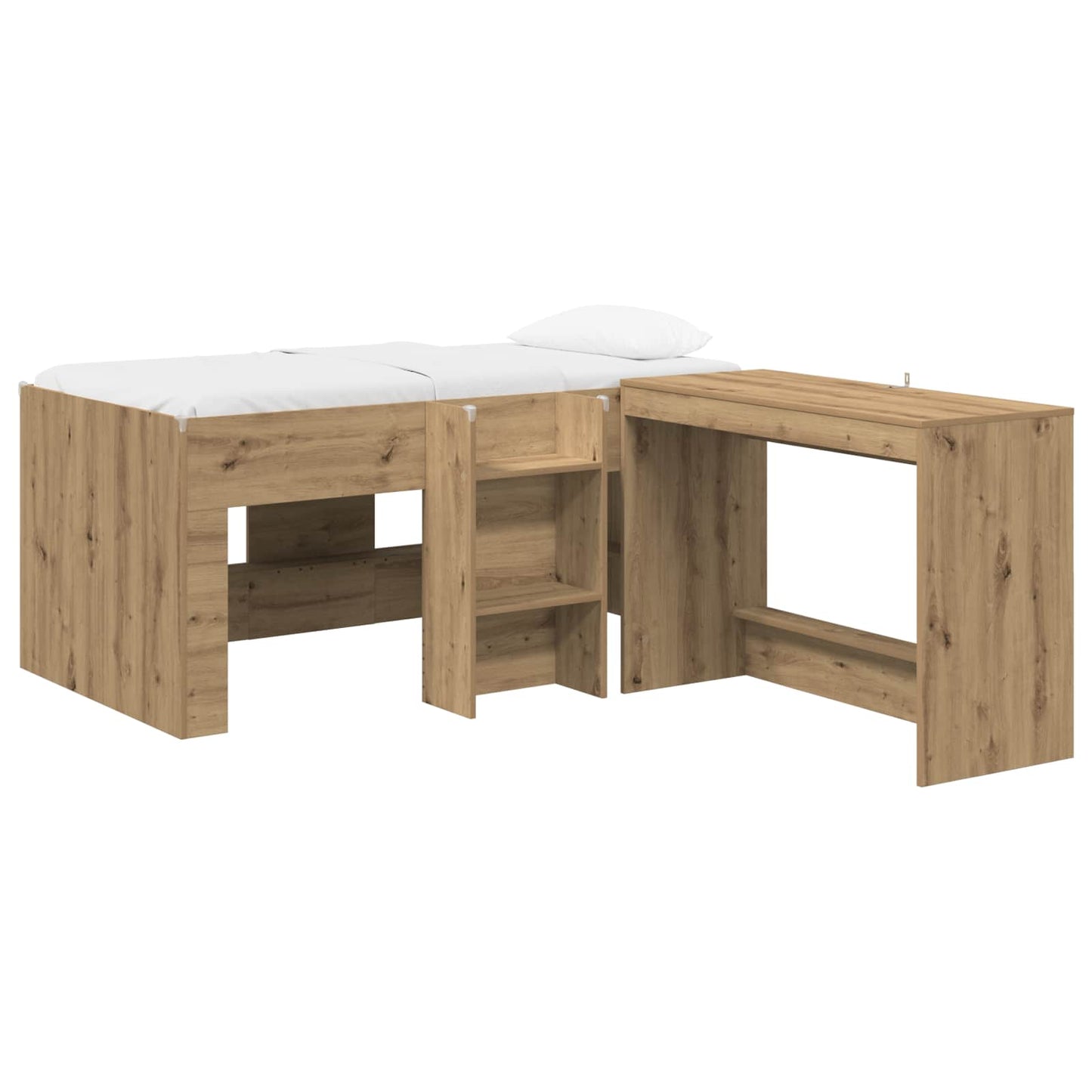 Letto alto per bambini con scrivania 2 pz Rovere Artigianale | homemem39