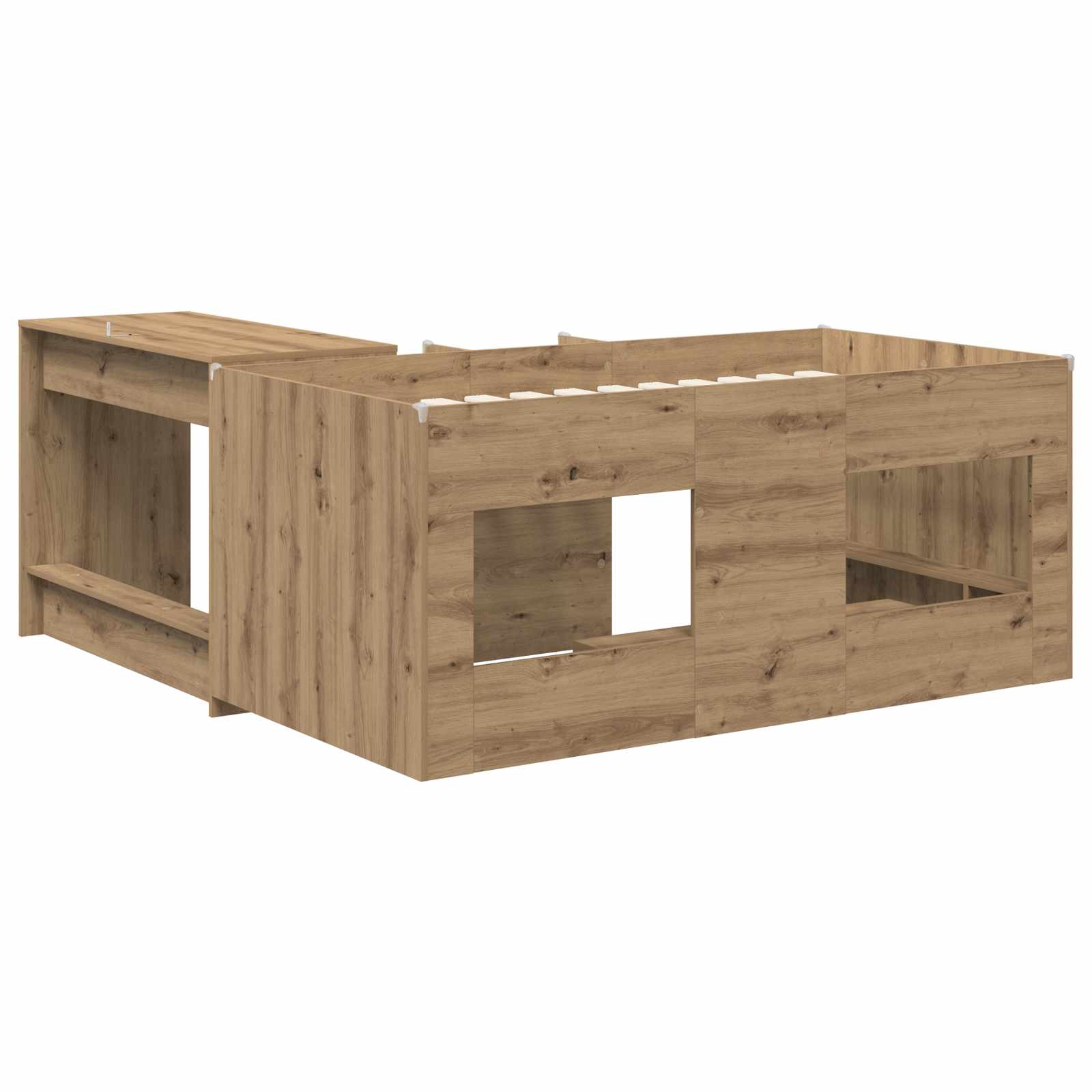 Letto alto per bambini con scrivania 2 pz Rovere Artigianale | homemem39
