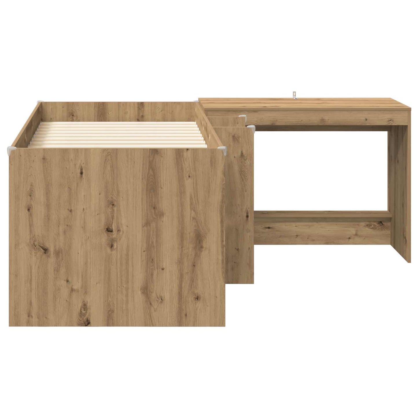 Letto alto per bambini con scrivania 2 pz Rovere Artigianale | homemem39