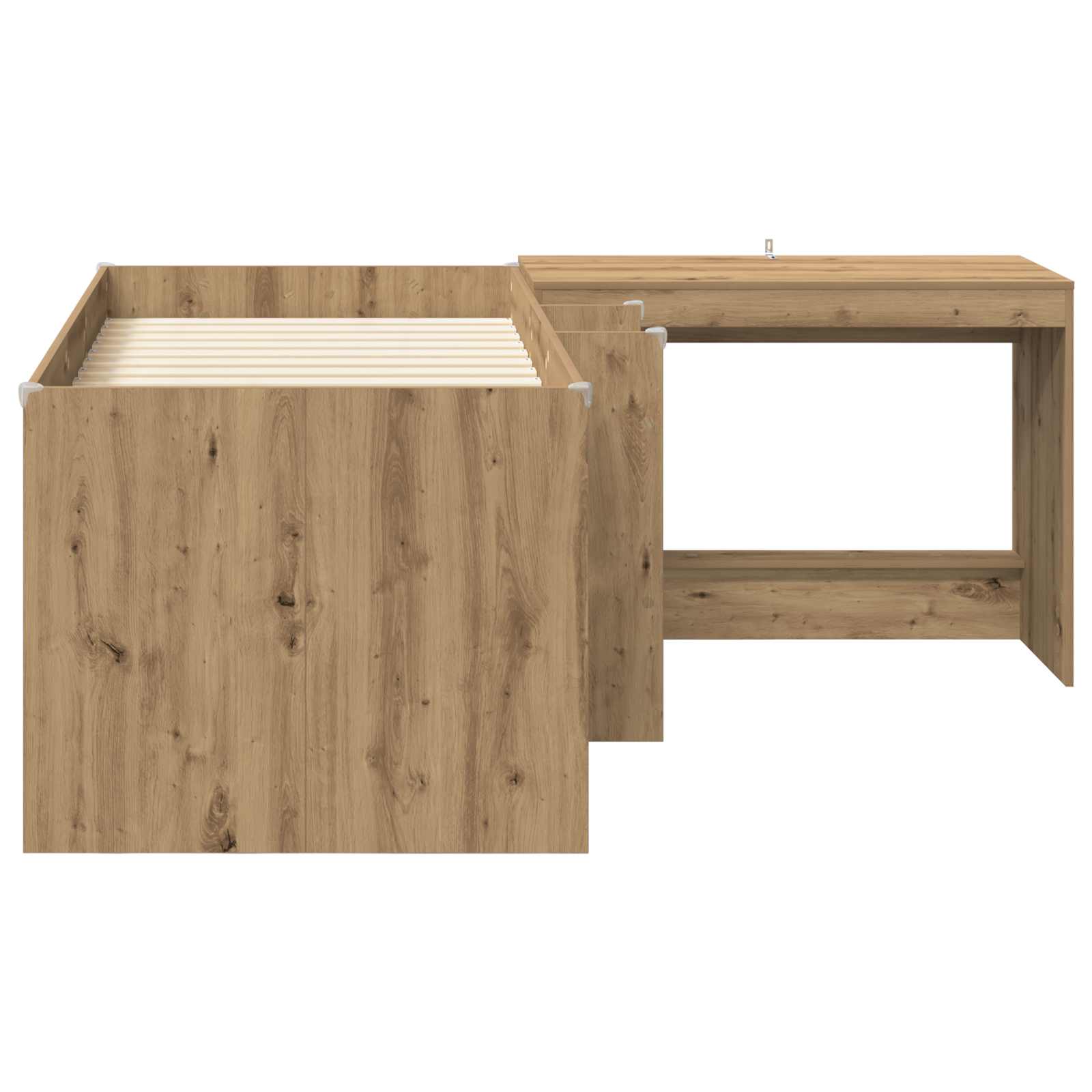 Letto alto per bambini con scrivania 2 pz Rovere Artigianale | homemem39