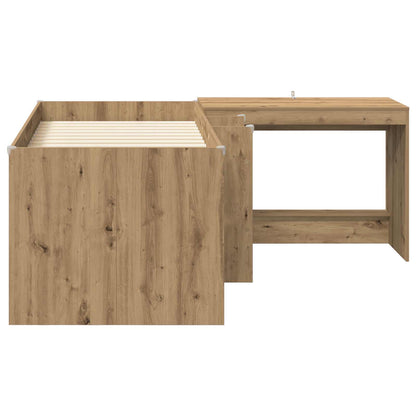 Letto alto per bambini con scrivania 2 pz Rovere Artigianale | homemem39