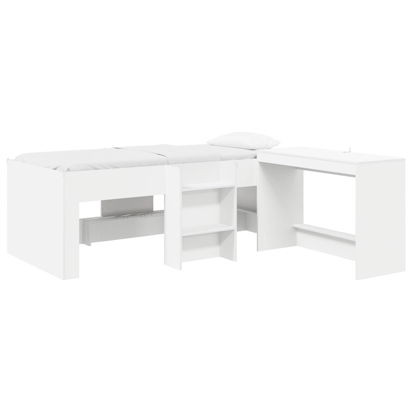 Letto alto per bambini con scrivania 2 pz Bianco | homemem39