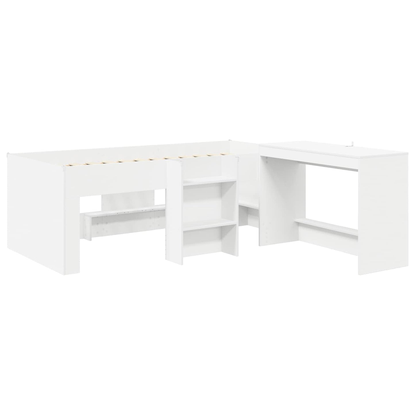 Letto alto per bambini con scrivania 2 pz Bianco | homemem39