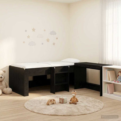 Letto alto per bambini con scrivania Rovere Nero 90 x 190 cm | homemem39