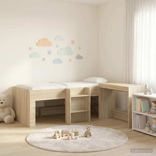 Letto alto per bambini con scrivania 2 pz Rovere Sonoma | homemem39