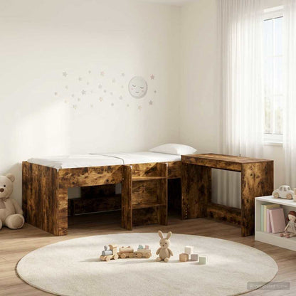 Letto alto per bambini con scrivania 2 pz Rovere Fumo | homemem39