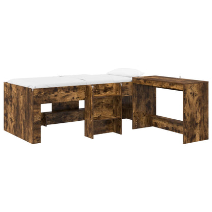Letto alto per bambini con scrivania 2 pz Rovere Fumo | homemem39