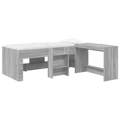 Letto alto per bambini con scrivania 2 pz Sonoma grigio | homemem39