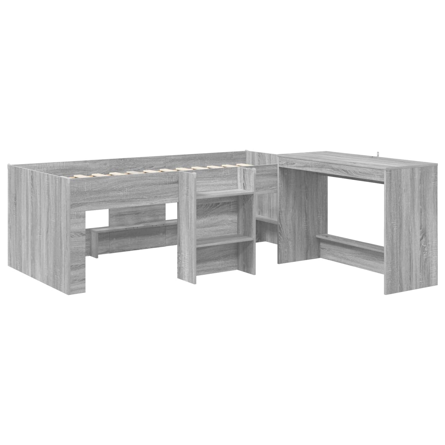 Letto alto per bambini con scrivania 2 pz Sonoma grigio | homemem39