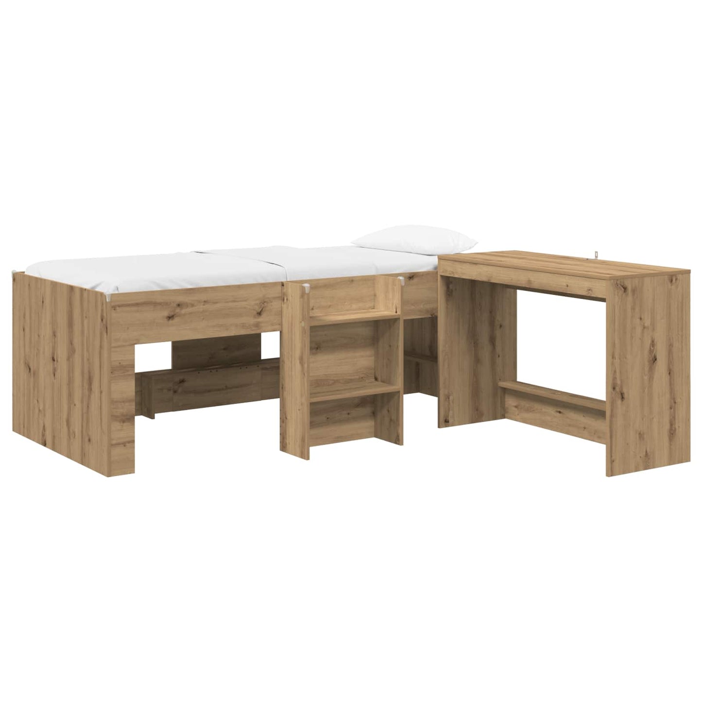 Letto alto per bambini con scrivania 2 pz Rovere Artigianale | homemem39