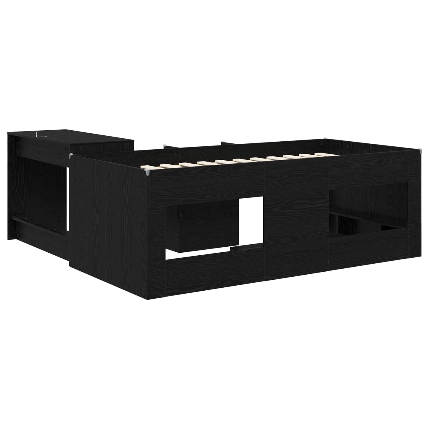 Letto alto per bambini con scrivania 2 pz Rovere Nero | homemem39