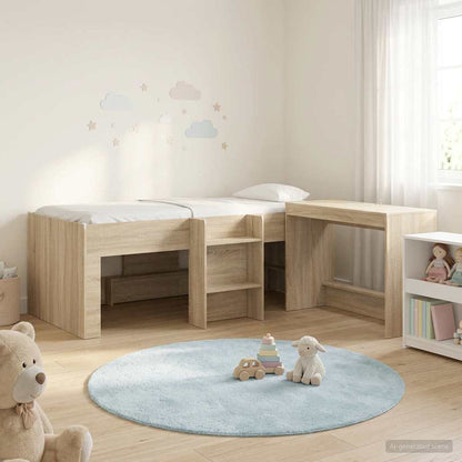 Letto alto per bambini con scrivania 2 pz Rovere Sonoma | homemem39