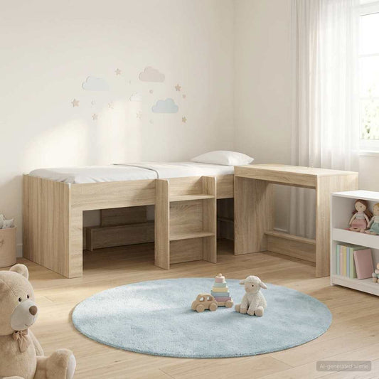Letto alto per bambini con scrivania 2 pz Rovere Sonoma | homemem39