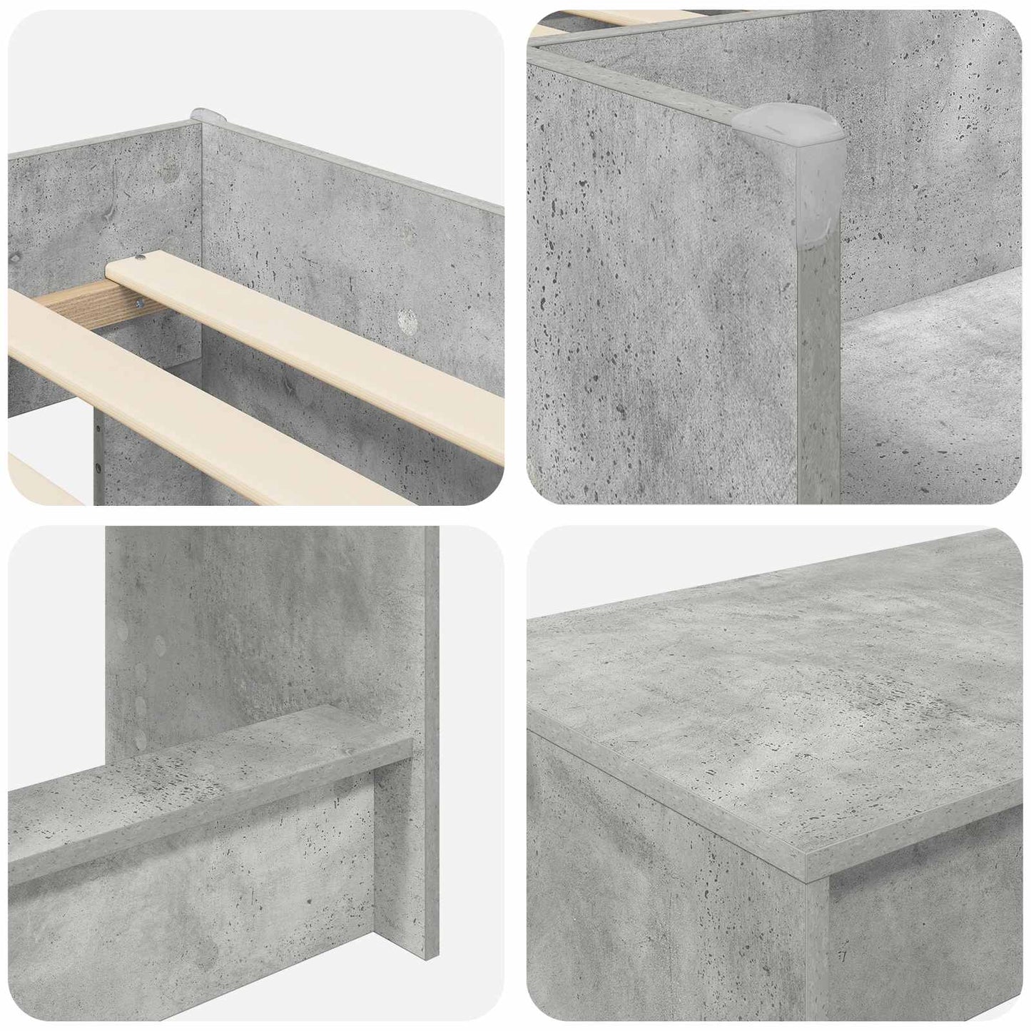 Letto alto per bambini con scrivania Grigio Cemento 75 x 190 cm | homemem39