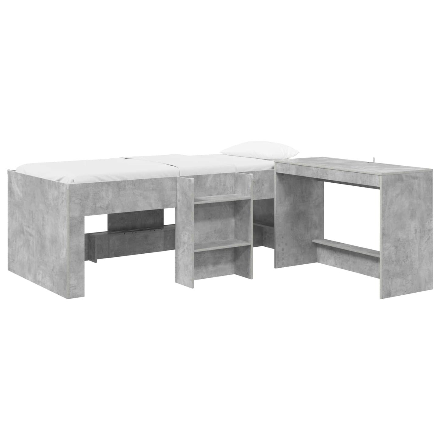 Letto alto per bambini con scrivania Grigio Cemento 75 x 190 cm | homemem39