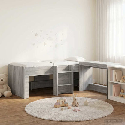 Letto alto per bambini con scrivania 2 pz Sonoma grigio | homemem39