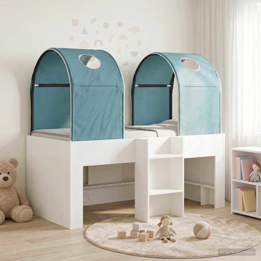 Letto con Tunnel 3 pz Bianco e azzurro Legno ingegnerizzato | homemem39