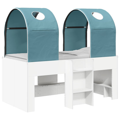 Letto con Tunnel 3 pz Bianco e azzurro Legno ingegnerizzato | homemem39