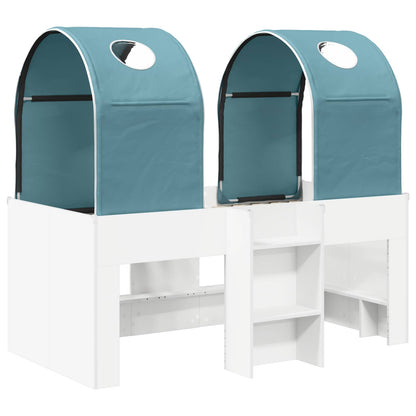 Letto con Tunnel 3 pz Bianco e azzurro Legno ingegnerizzato | homemem39