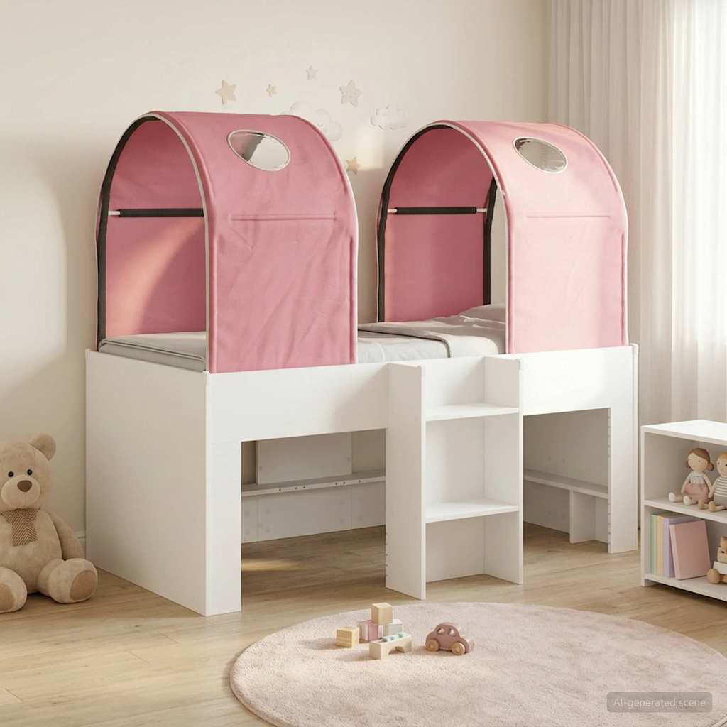 Letto con Tunnel 3 pz Bianco e Rosa Legno ingegnerizzato | homemem39