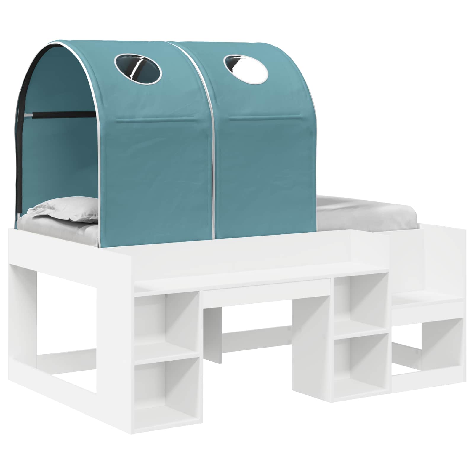 Letto con Tunnel 3 pz Bianco e azzurro Legno ingegnerizzato | homemem39