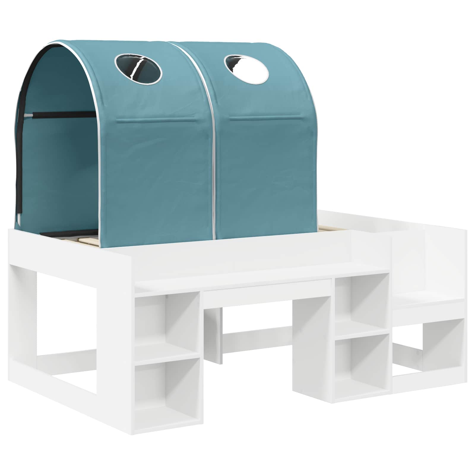 Letto con Tunnel 3 pz Bianco e azzurro Legno ingegnerizzato | homemem39